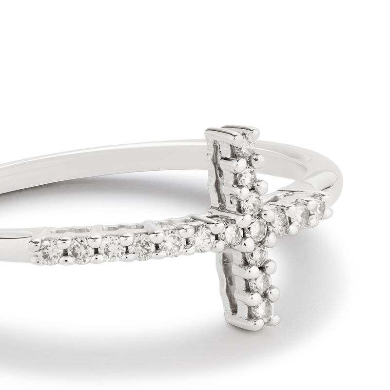 Diamond Sideways Cross Ring in Sterling Silver image number null