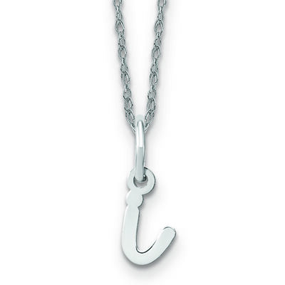 Script I Initial Necklace in 14k White Gold