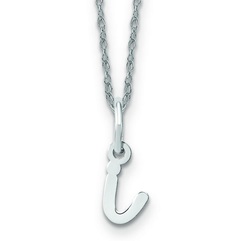 Script I Initial Necklace in 14k White Gold image number null