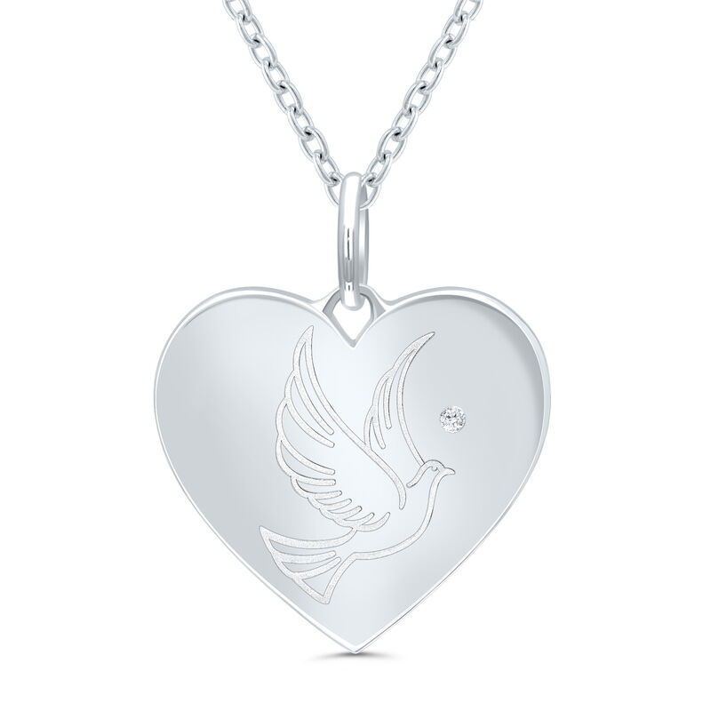 Diamond Promise of Hope Dove Heart Pendant in Sterling Silver image number null