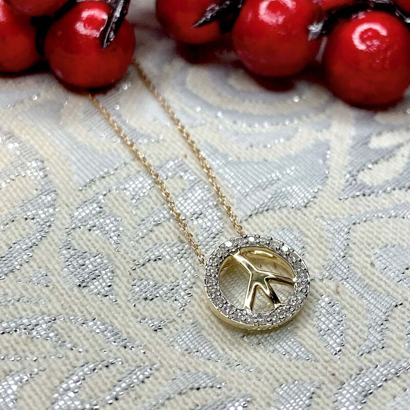 Hope & Peace Diamond Pendant in 10k Yellow Gold image number null