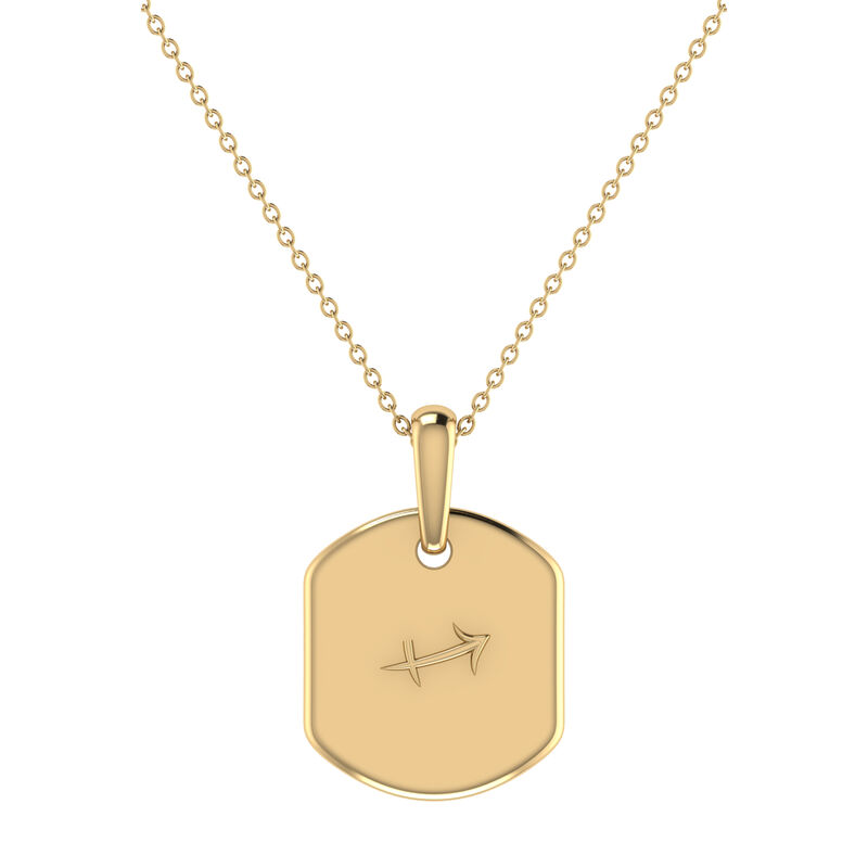 Diamond and Blue Topaz Sagittarius Constellation Zodiac Tag Necklace in 14k Yellow Gold Plated Sterling Silver image number null