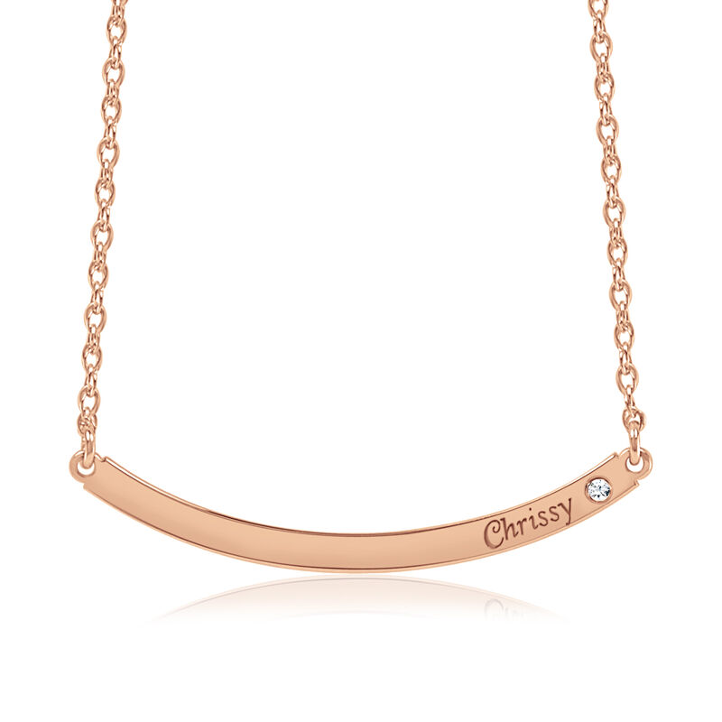 Birthstone Personalized Bar Necklace in Rose Gold Plated Sterling Silver image number null