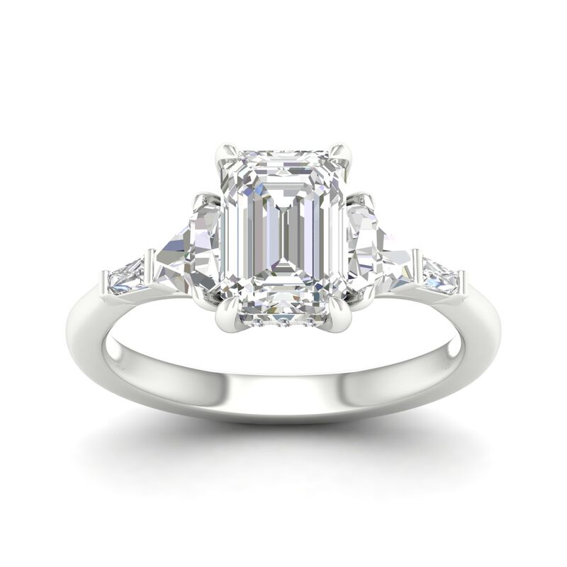 Emerald-Cut Lab Grown 2.92ctw. Diamond Three-Stone Engagement Ring in 14k White Gold image number null