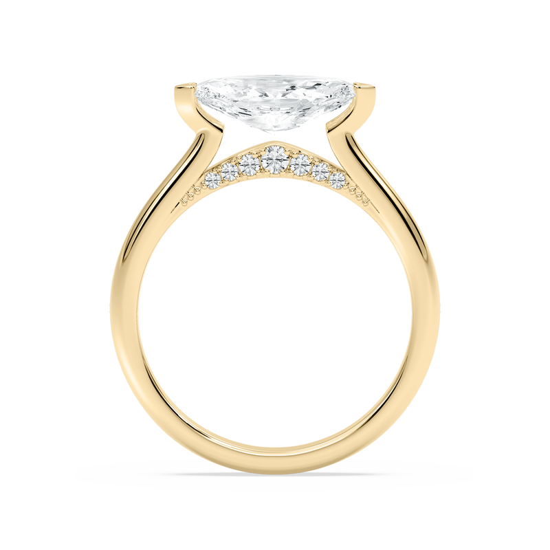 Marquise Lab Grown Diamond 3ctw. East West Diamond Bridge Solitaire Engagement Ring in 14k Yellow Gold image number null