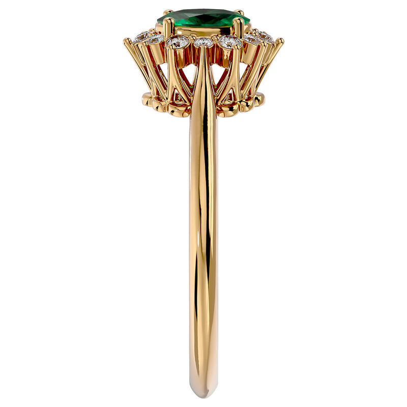 Oval-Cut Emerald & Diamond Halo Ring in 14k Yellow Gold image number null