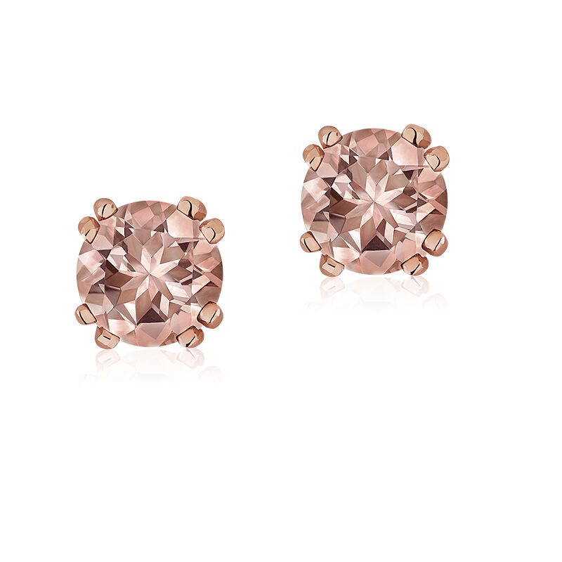 Morganite Stud Earrings in 10k Rose Gold image number null