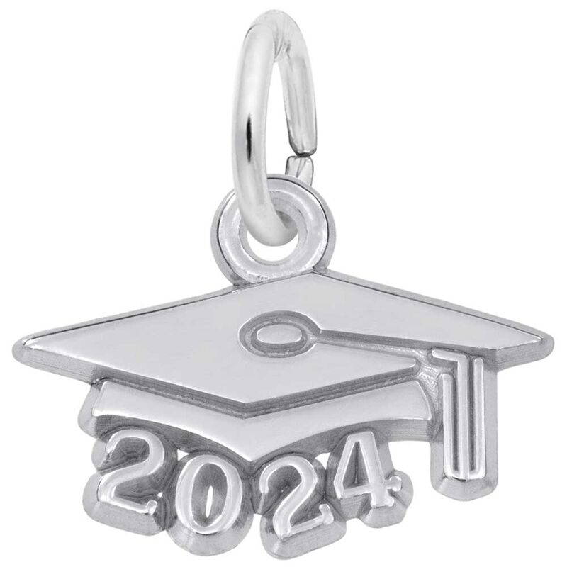 2024 Graduation Cap Charm in 14k White Gold image number null