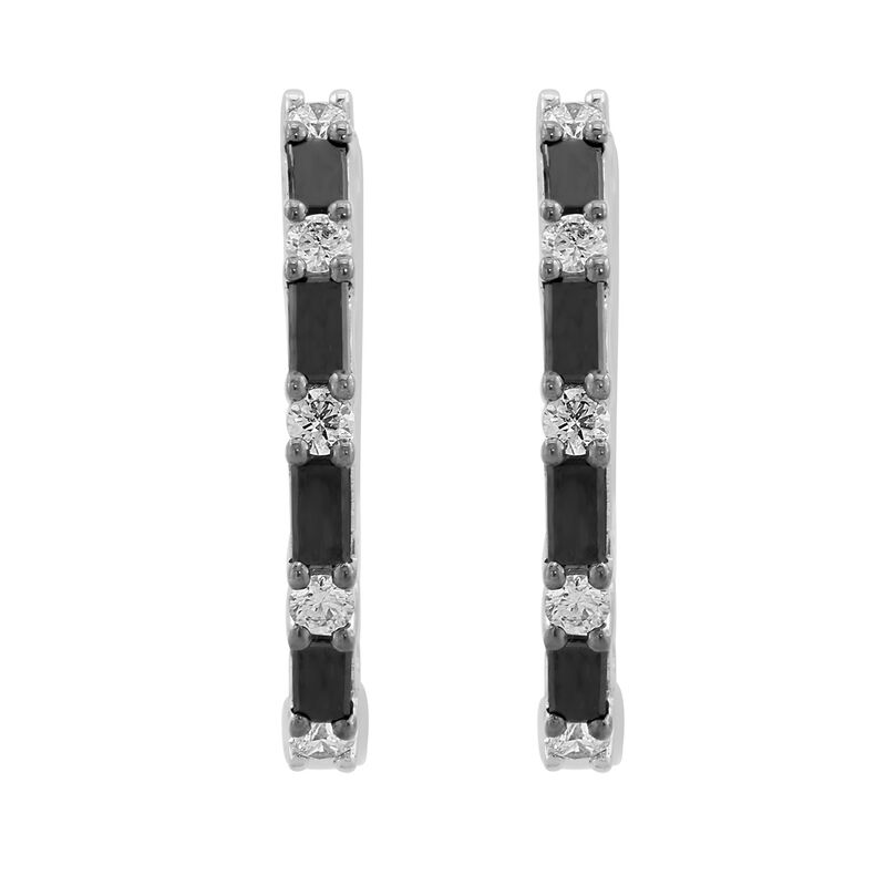 EFFY .45ctw. Diamond Black White Hoop Earrings in 14k White Gold image number null