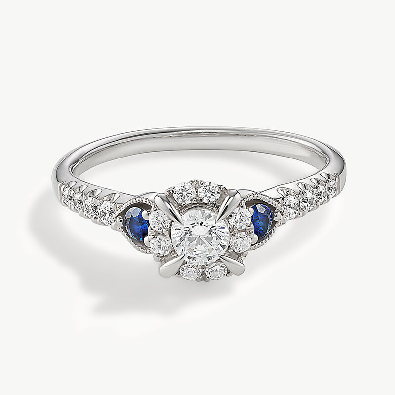 Charlie. Diamond & Sapphire Engagement Ring in 14k White Gold image number null