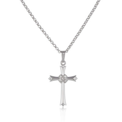 Sterling Silver Crystal Cross