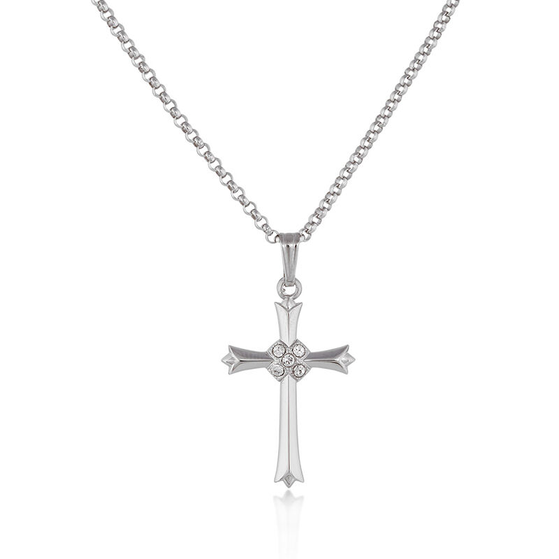 Sterling Silver Crystal Cross image number null