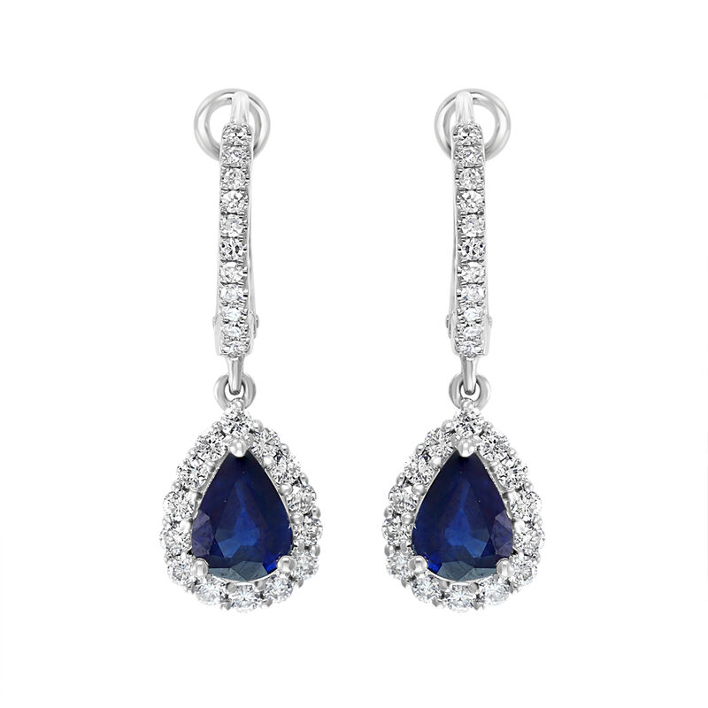 EFFY Sapphire & Diamond Hoop Dangle Earrings in 14k White Gold image number null