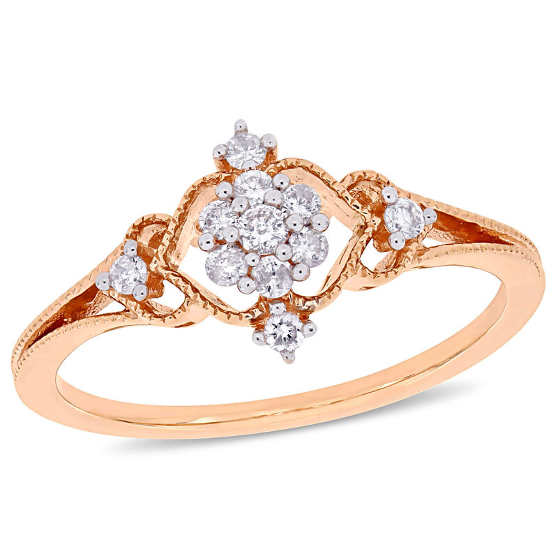 Everly Hearts Floral 1/6ctw. Diamond Fashion Ring in 10k Rose Gold image number null