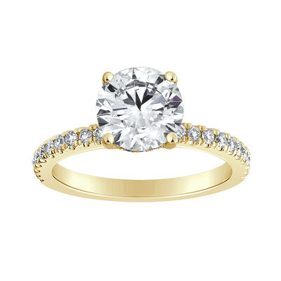 Brilliant-Cut Lab Grown 2 3/8ctw. Hidden Halo Collar Engagement Ring in 14k Yellow Gold