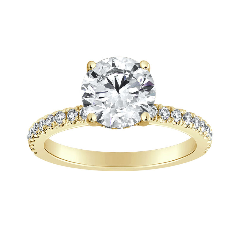 Brilliant-Cut Lab Grown 2 3/8ctw. Hidden Halo Collar Engagement Ring in 14k Yellow Gold image number null
