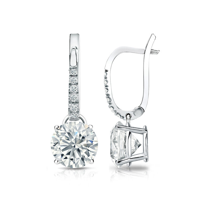 Diamond 2ctw. 4-Prong Round Drop Earrings in 18k White Gold I2 Clarity image number null