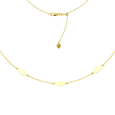 Ladies Marquise Trio Choker Necklace with Adjustable Beads in 14k Yellow Gold