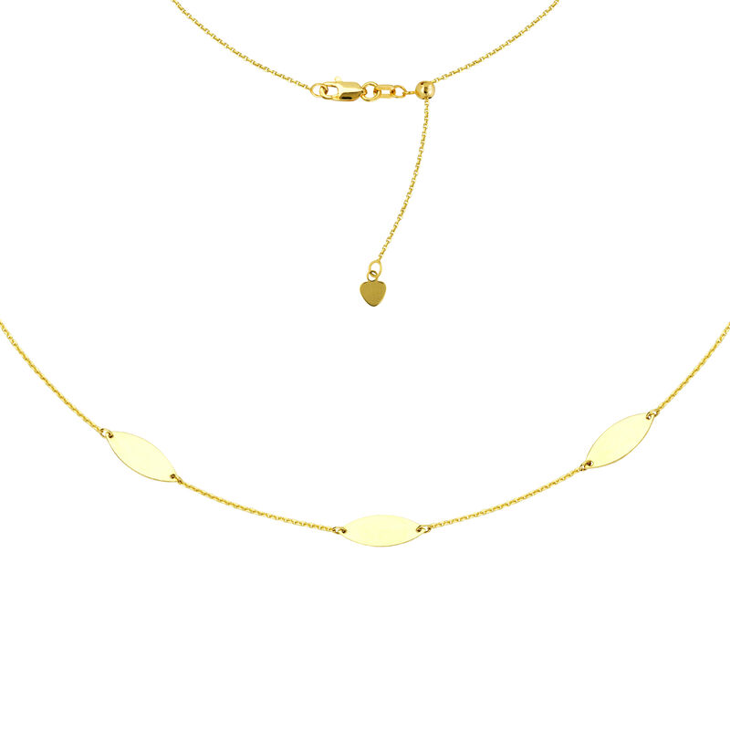 Ladies Marquise Trio Choker Necklace with Adjustable Beads in 14k Yellow Gold image number null