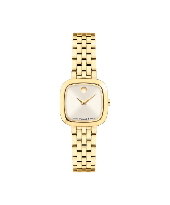 Movado Museum Mini Cushion Champagne Dial Yellow Gold Tone 608095 image number null