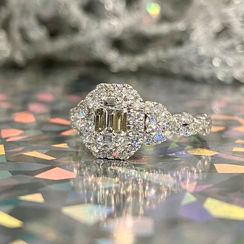 Sierra. Baguette Diamond Three-Stone Engagement Ring in 14k White Gold image number null