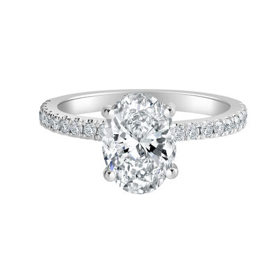 Ashlan. Oval-Cut Lab Grown 2 3/8ctw. Diamond Hidden Halo Engagement Ring in 14k White Gold