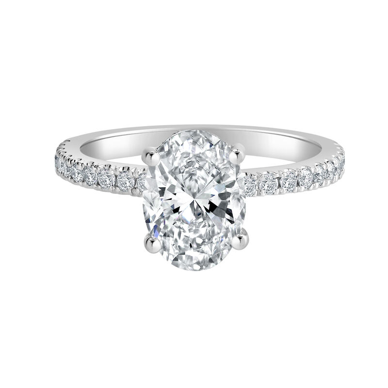 Ashlan. Oval-Cut Lab Grown 2 3/8ctw. Diamond Hidden Halo Engagement Ring in 14k White Gold image number null