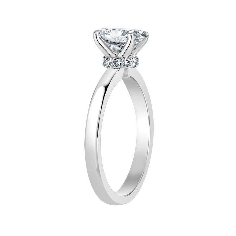 Oval-Cut Lab Grown 3/4ctw. EF VS Diamond Ribbon Halo Solitaire Engagement Ring in 14k White Gold image number null