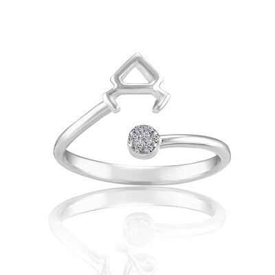 Zodiac Diamond Taurus Fashion Ring in Sterling Silver 