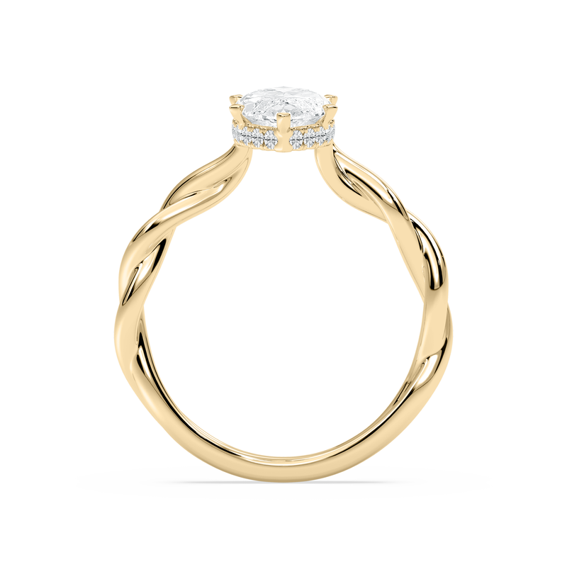 Marquise Lab Grown Diamond 2 1/8ctw. Twist Hidden Halo Engagement Ring in 14k Yellow Gold image number null