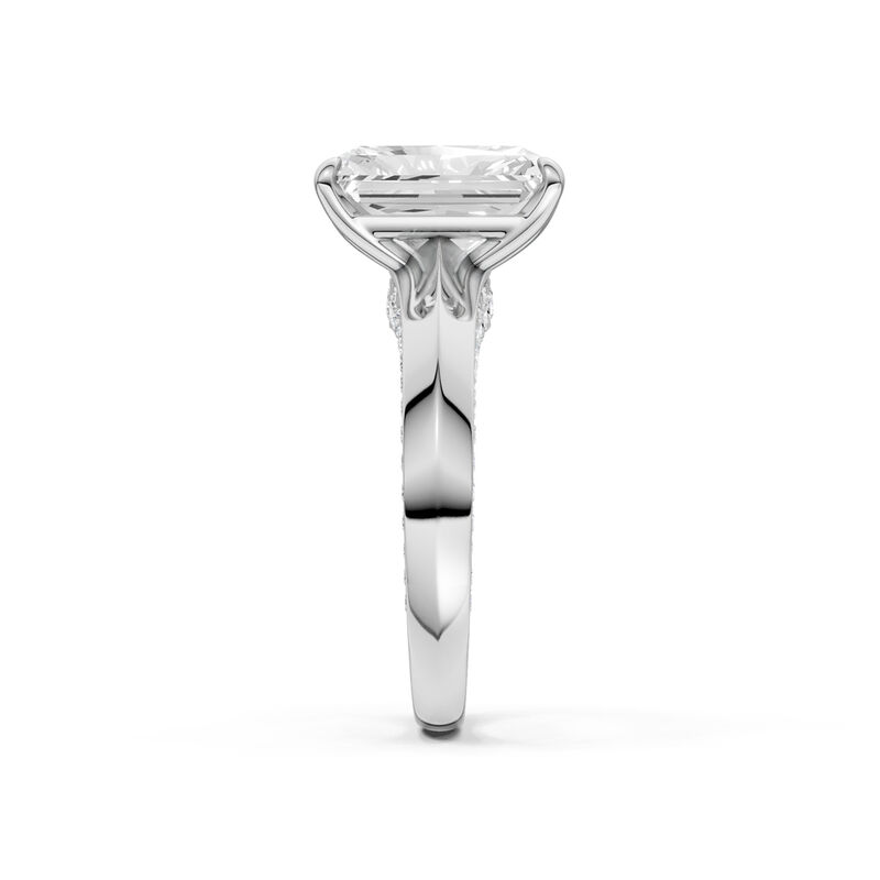 Radiant Lab Grown Diamond 4 1/2ctw. Knife Edge Engagement Ring with Diamond Side Profile in 14k White Gold image number null