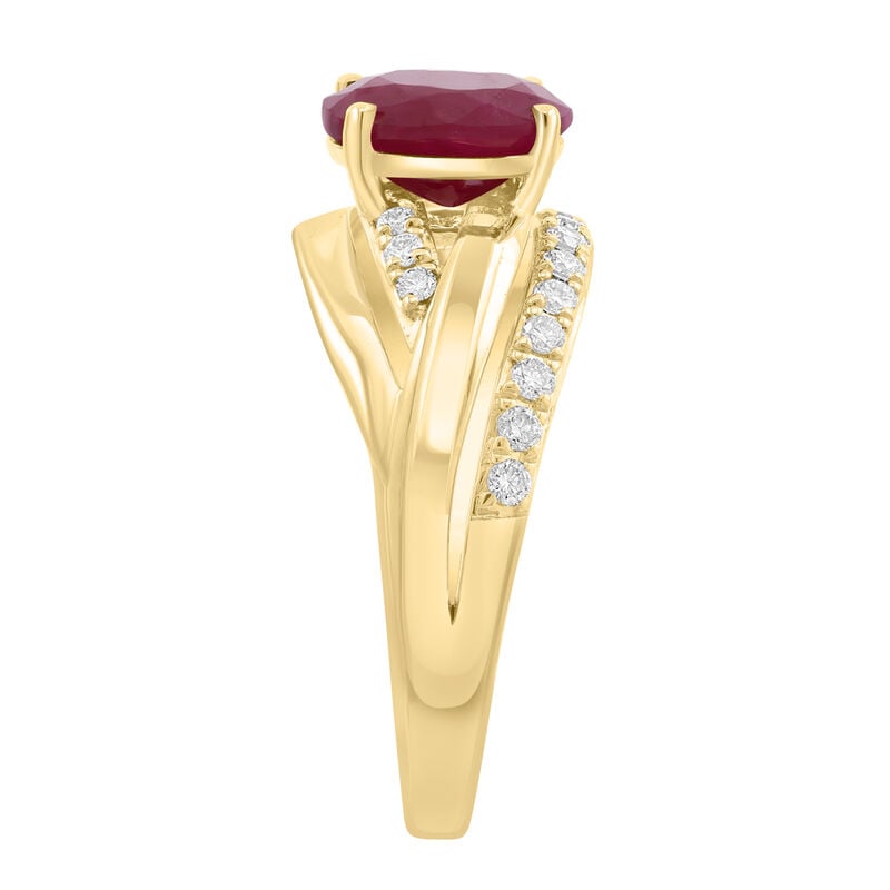 EFFY Oval-Cut Ruby & Diamond Ring in 14k Yellow Gold image number null
