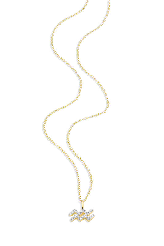Lab Grown Diamond Aquarius Constellation Pendant Necklace in 14k Yellow Gold Plated Sterling Silver image number null