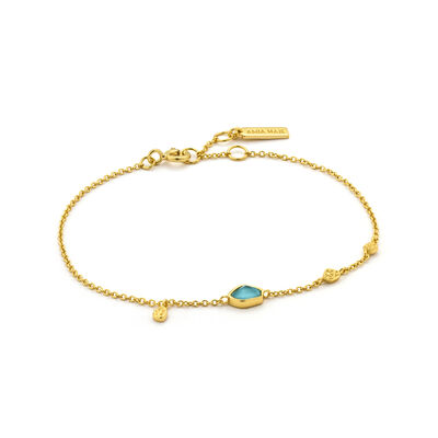Turquoise Disc Bracelet in Sterling Silver/Gold Plated 