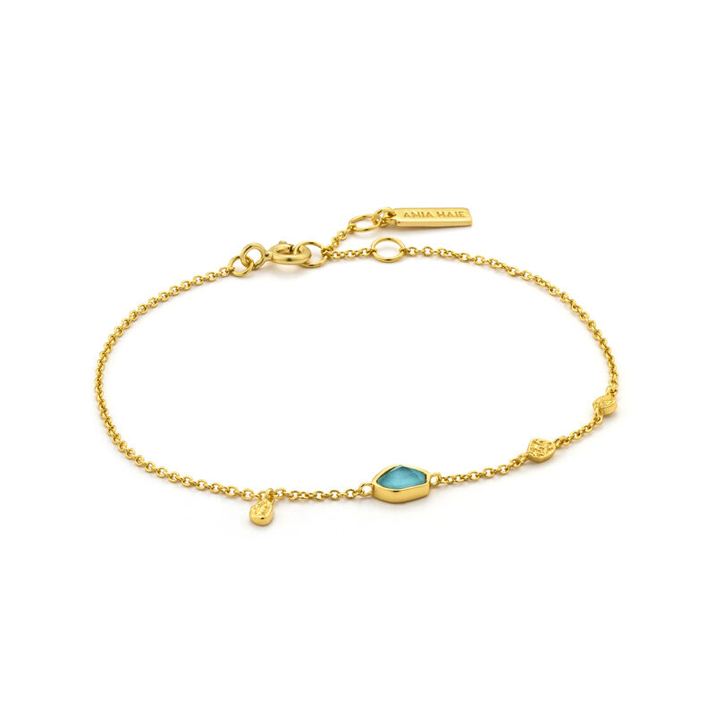 Turquoise Disc Bracelet in Sterling Silver/Gold Plated  image number null