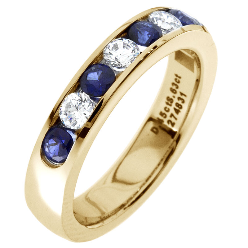 Diamond & Sapphire Channel Set 0.60ctw. Band in 14k Yellow Gold image number null