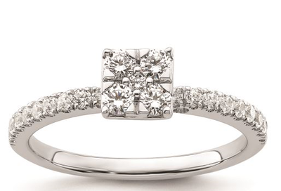 Brilliant-Cut Lab Grown 0.49ctw. Diamond Cluster Promise Ring in 10k White Gold
