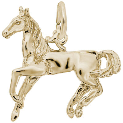Galloping Horse Charm in Gold Plated Sterling Silver
