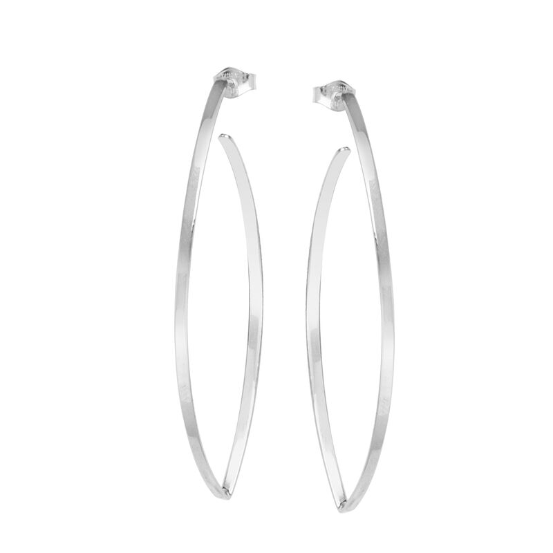 Marquise-Shape Open Hoop Earrings in 14k White Gold image number null