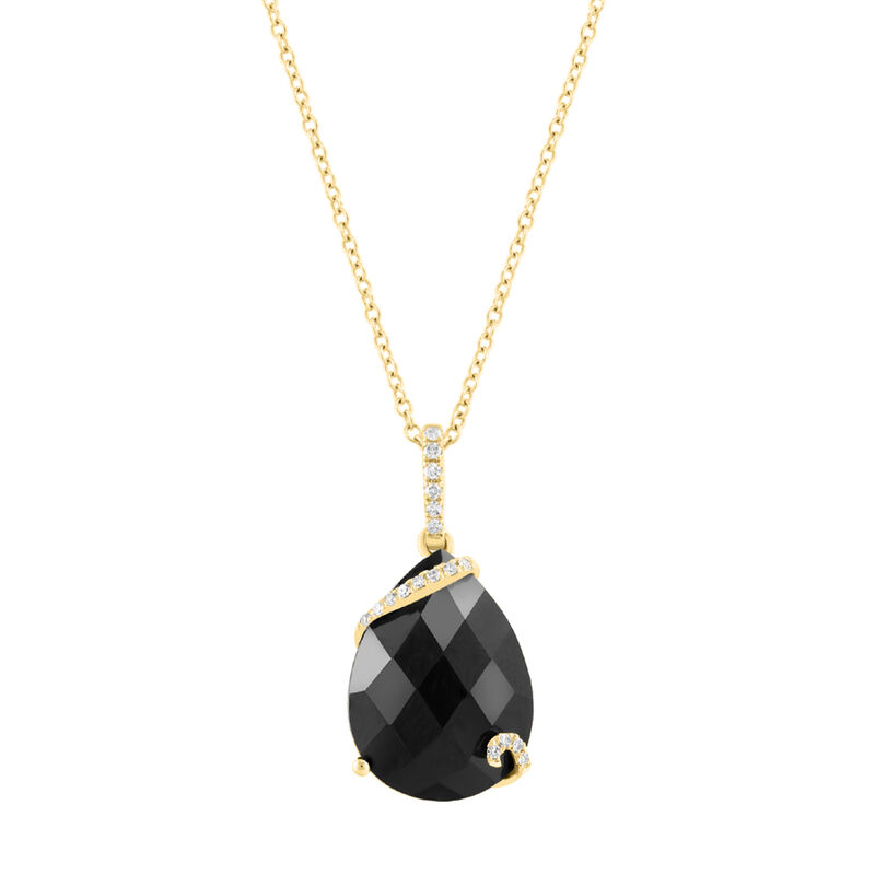 EFFY Black Onyx & Diamond Pendant in 14k Yellow Gold image number null