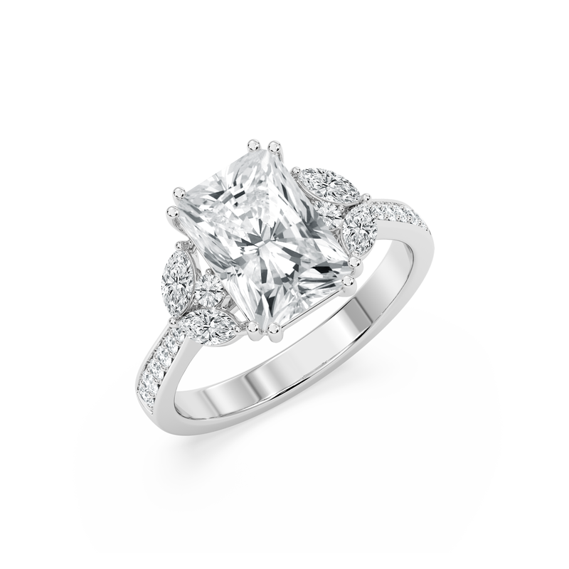Radiant Lab Grown Diamond 3 1/2ctw. Engagement Ring in 14k White Gold image number null