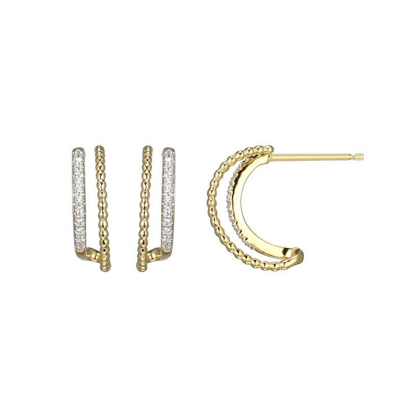 Lab Grown Diamond Multi Hoop Earrings in Gold Plated Sterling Silver image number null