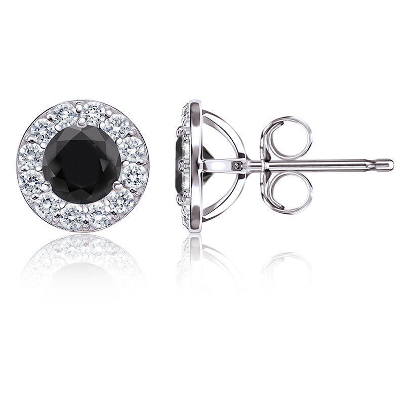 Black Diamond 1½ ct. t.w. Halo Stud Earrings in 14k White Gold image number null