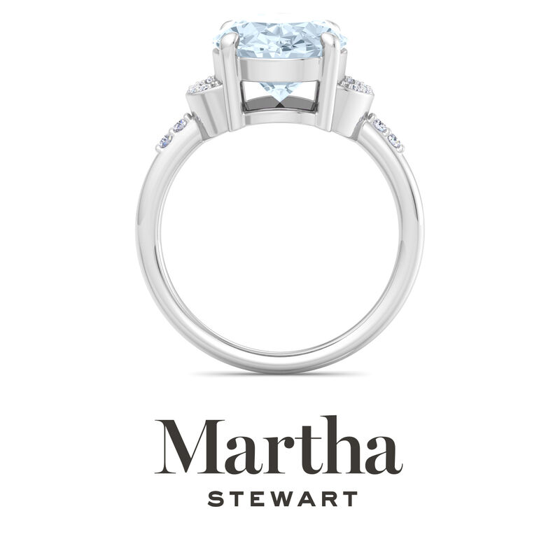 Martha Stewart Oval Aquamarine and Lab Grown Diamond Ring in Sterling Silver image number null