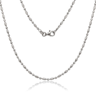 Oval & Circle Diamond Cut Moon Bead 18" Chain 0.85mm Sterling Silver