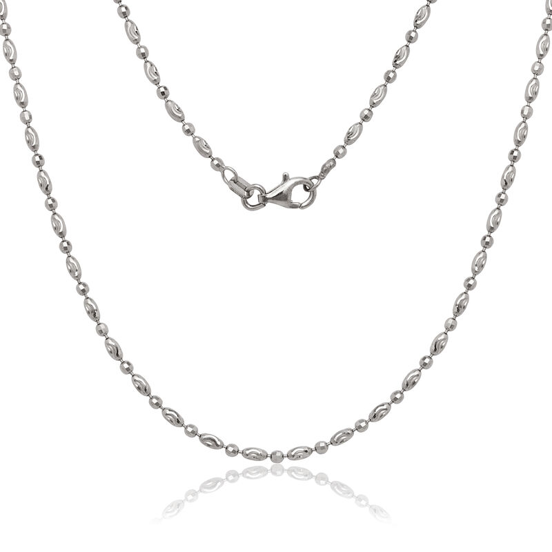 Oval & Circle Diamond Cut Moon Bead 18" Chain 0.85mm Sterling Silver image number null