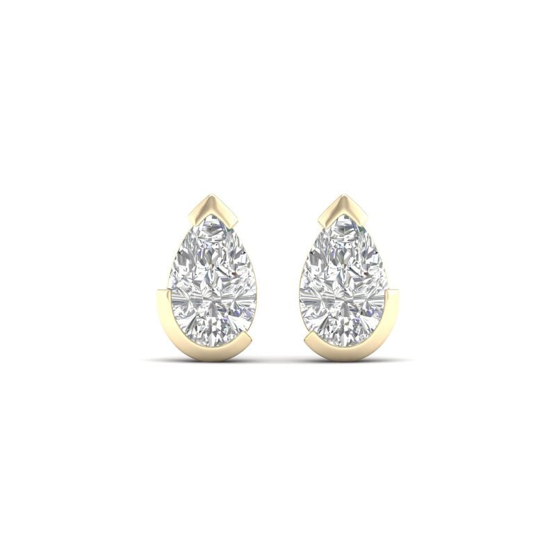 Lab Grown Diamond 7/8ctw. Pear Solitaire Stud Earrings in 10k Yellow Gold image number null