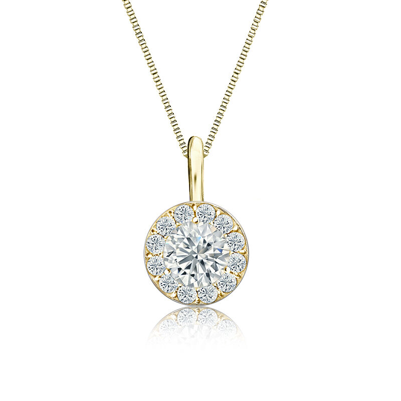 White Diamond Halo &#189;ct. Pendant in 14k Yellow Gold image number null