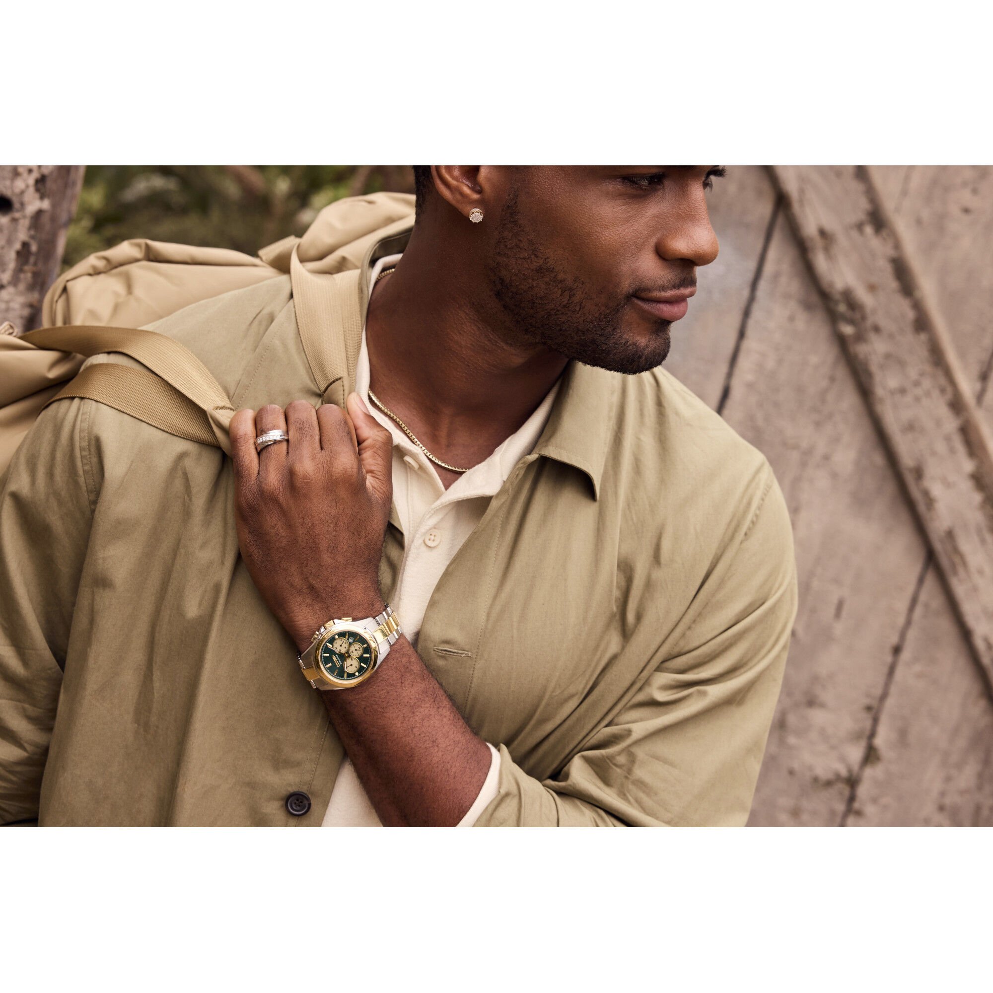 マリンズゲル Citizen Men's Sport Lux Chronograph Green Dial Two-Tone Stainless