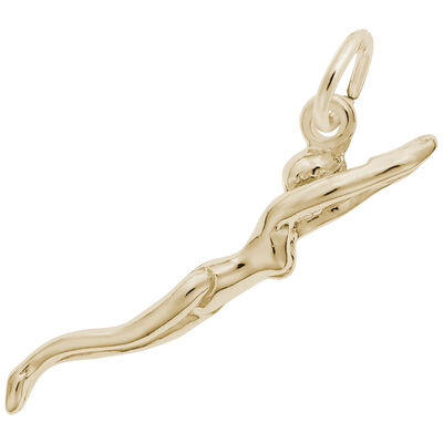 Female Swimmer Charm in 14K Yellow Gold